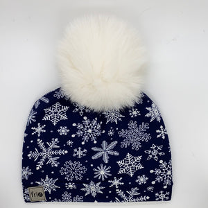 #040 Tuque Hiver Flocons Marine