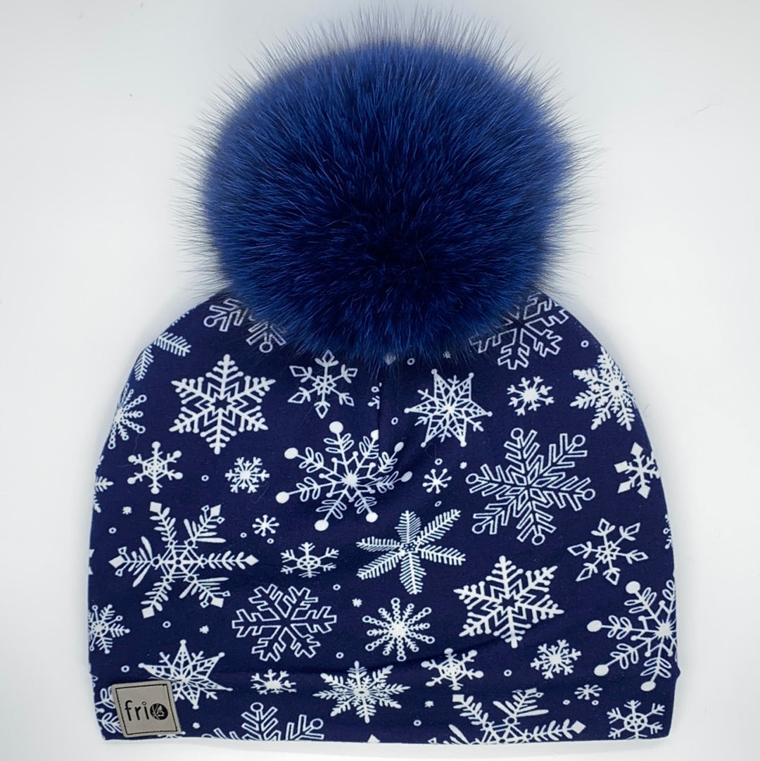 #040 Tuque Hiver Flocons Marine